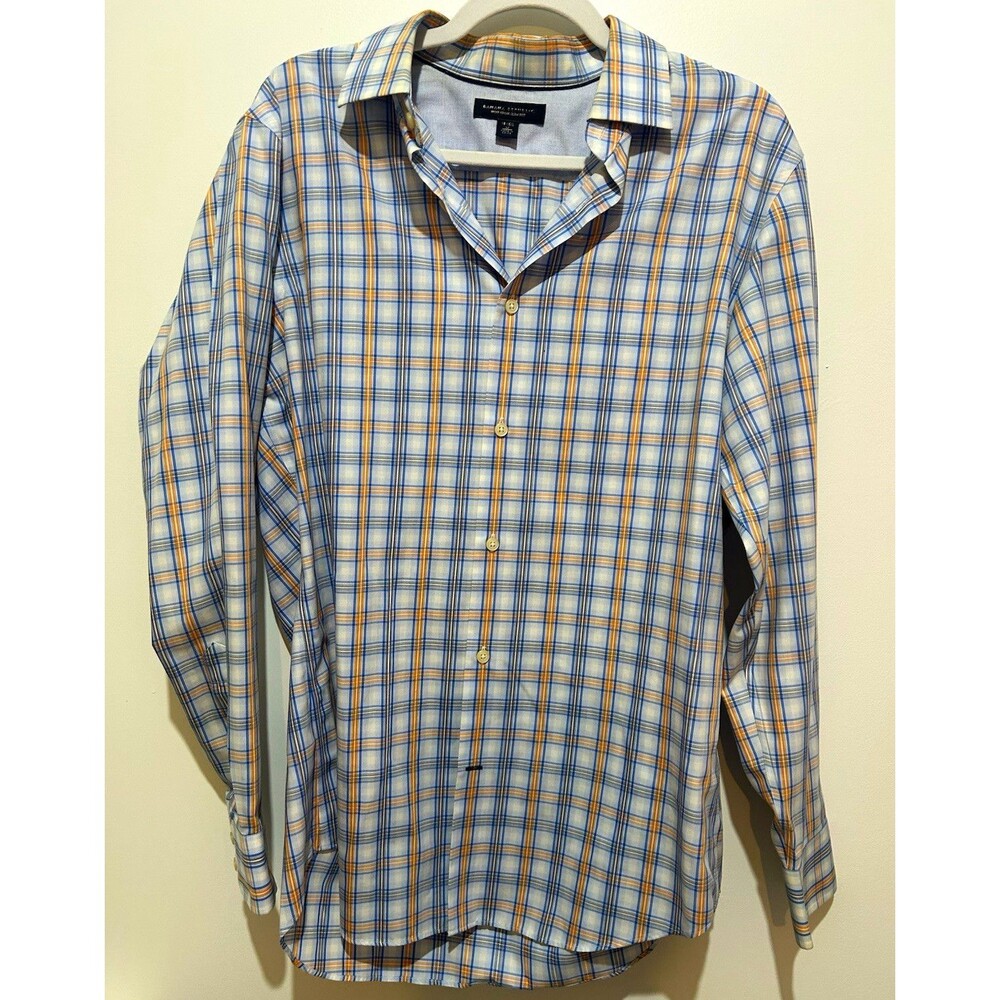 Banana Republic Men’s Non-Iron Slim Fit Plaid Preppy Dress Shirt 15-15.5 32/33